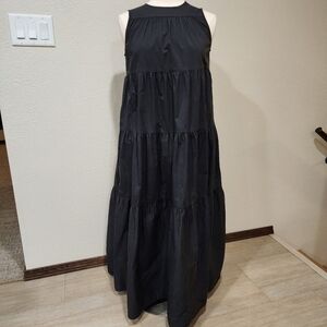 Wyatt Wylde Florence Maxi Dress Tiered Sleeveless Black Cotton Women's size XS